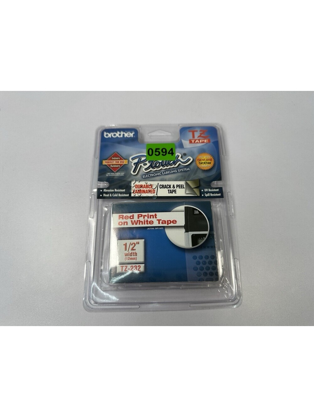 Genuine Brother TZ-232 P-Touch Label Tape 1/2” Red on White Laminated New
